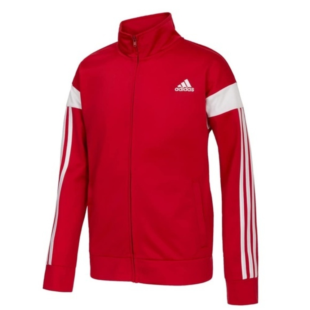 🚣🥑 Adidas Red Tricot Track Jacket Youth L 14/16 Retro Soccer Training Football
